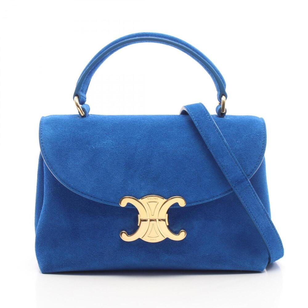 Celine Teen Nino Triomphe 2-Way Handbag, Suede, Women's, Blue